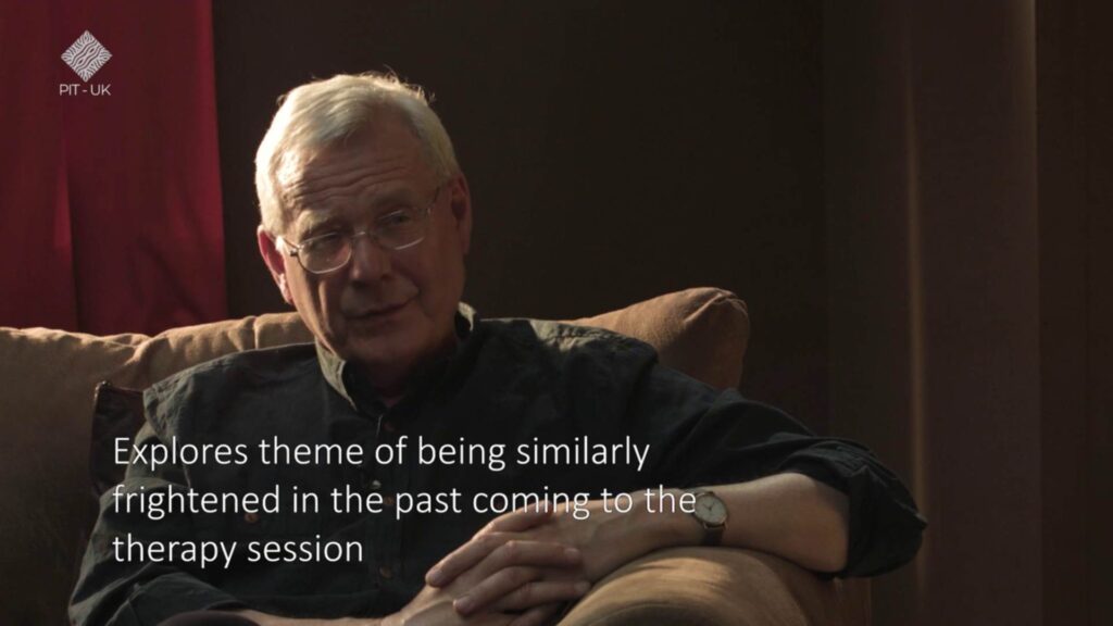 Close up of Frank, therapist, in session on sofa. This film covers the third, advanced level skills in psychodynamic interpersonal therapy  showing how to pull themes together